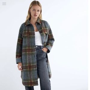Zara WOOL BLEND PLAID OVERSHIRT